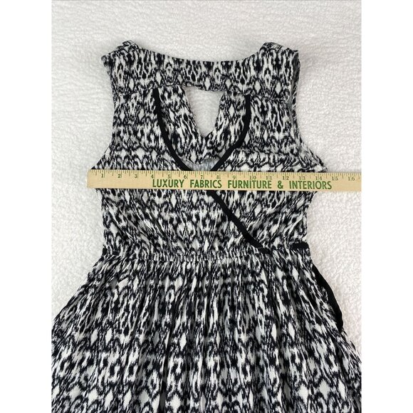 THML Dress Womens XS Navy White Ikat Print Sleeveless Pockets Boho Festival Mini - Picture 10 of 12